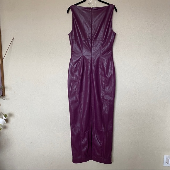 HOUSE OF‎ CB 'Sahara' Merlot Vegan Leather Maxi Dress NWOT size S - Picture 9 of 17